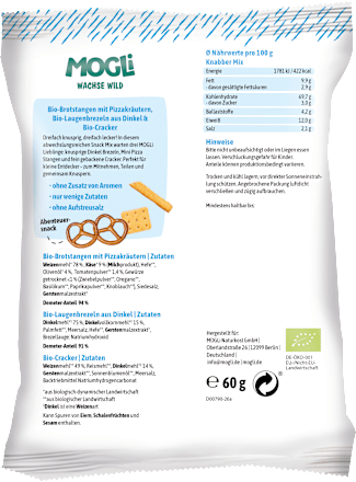 Kindersnack Knabber Mix Mini Pizza Stangen, Cracker & Dinkel Brezeln ab 3 Jahren MOGLi