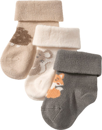 Erstlingssocken mit Tier-Motiven, beige + grün, Gr. 13/14 ALANA
