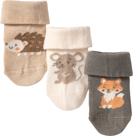 Erstlingssocken mit Tier-Motiven, beige + grün, Gr. 13/14 ALANA