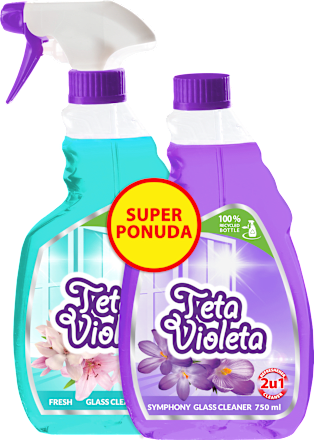 Sredstvo za čišćenje stakla + dodatno punjenje Teta Violeta