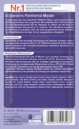 Gesichtsmaske Panthenol (2x5 ml) Schaebens