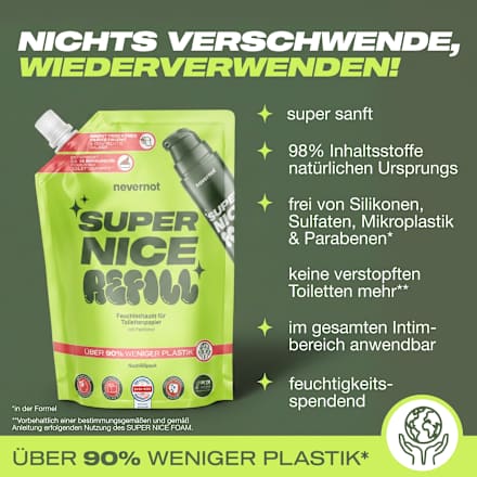 Feuchtschaum für Toilettenpapier Nachfüllpack nevernot