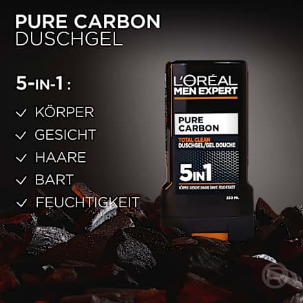 Duschgel Pure Carbon mit Karbon, Multi Action 5in1 L'ORÉAL PARiS MEN EXPERT