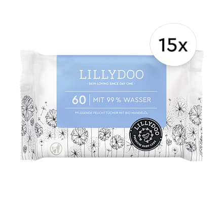 Feuchttücher mit 99 % Wasser (15 x 60 St) LILLYDOO