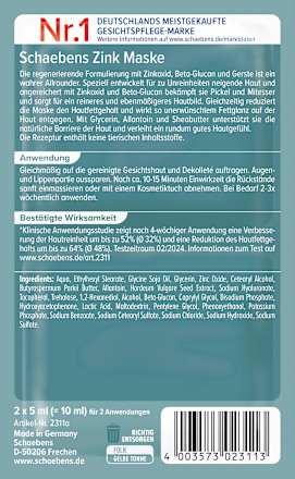 Gesichtsmaske Zink Schaebens