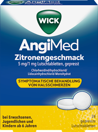 WICK AngiMed Lutschtabletten 5mg/1mg Chlorhexidindihydrochlorid/Lidocainhydrochlorid Monohydrat mit Zitronengeschmack WICK