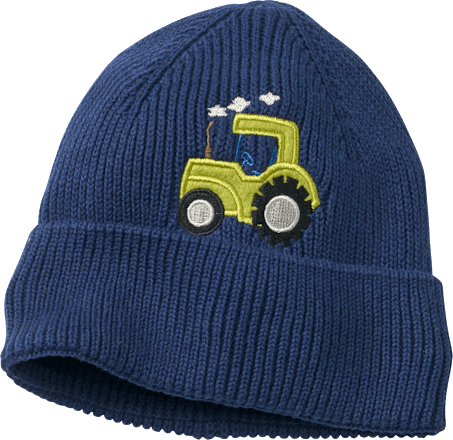 Mütze aus Strick mit Traktor-Applikation, blau, Gr. 48/49
 ALANA