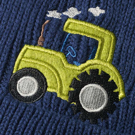 Mütze aus Strick mit Traktor-Applikation, blau, Gr. 48/49
 ALANA