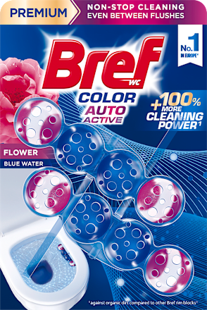 WC blok Color Auto Active s vůní Flower/Blue Water Bref