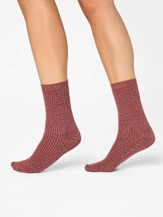 Socken mit Ripp-Struktur & Glitzer rosa Gr. 35-38
 nur die