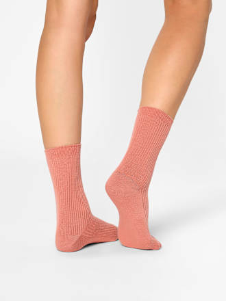 Socken mit Ripp-Struktur & Glitzer rosa Gr. 39-42 nur die