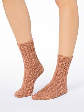 Socken Supersoft mit Ripp-Struktur braun Gr. 39-42 nur die