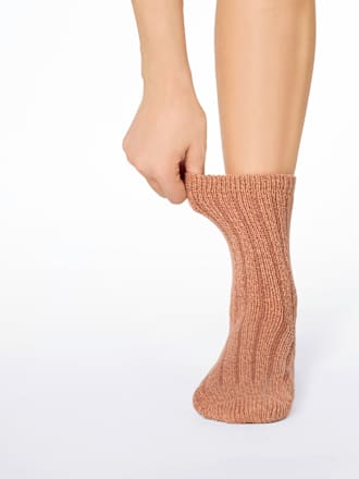 Socken Supersoft mit Ripp-Struktur braun Gr. 39-42 nur die