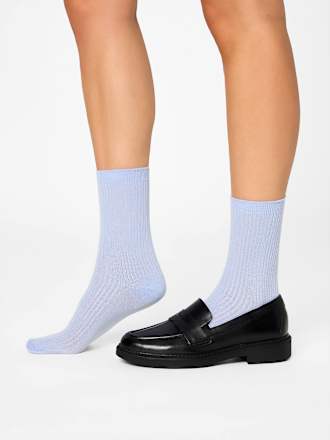 Socken mit Ripp-Struktur & Glitzer rosa + blau + weiß Gr. 35-38
 nur die