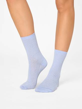 Socken mit Ripp-Struktur & Glitzer rosa + blau + weiß Gr. 39-42 nur die