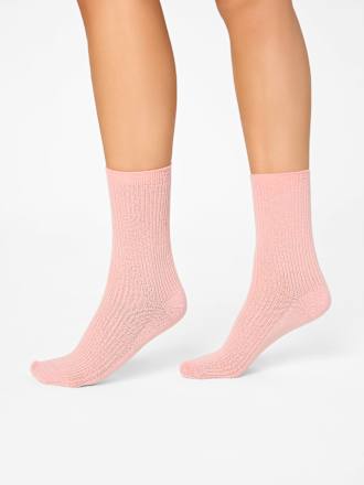 Socken mit Ripp-Struktur & Glitzer rosa + blau + weiß Gr. 39-42 nur die