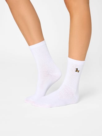 Crew Socken mit Dackel-Motiv weiß Gr. 39-42 nur die