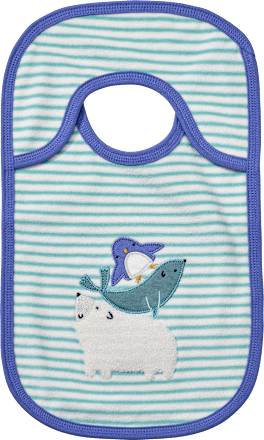 Lätzchen mit Streifen & Tier-Applikation, blau + weiß ALANA