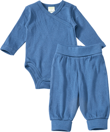 Set mit Wickelbody & Hose mit Fuchs-Muster, blau, Gr. 50/56 ALANA