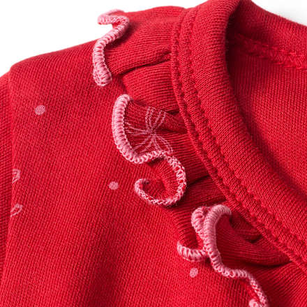 Wickelbody Langarm mit Schleifen-Muster, rot, Gr. 50/56 ALANA