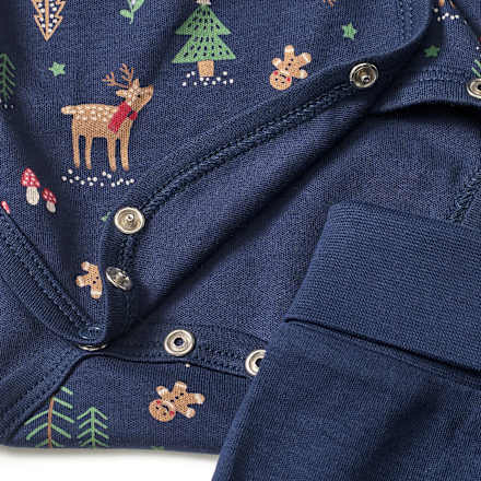 Set mit Wickelbody und Hose mit Weihnachts-Muster, blau, Gr. 50/56 ALANA