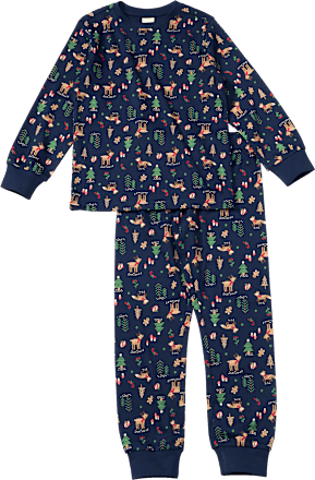 Schlafanzug mit Weihnachts-Muster, blau, Gr. 110/116 ALANA