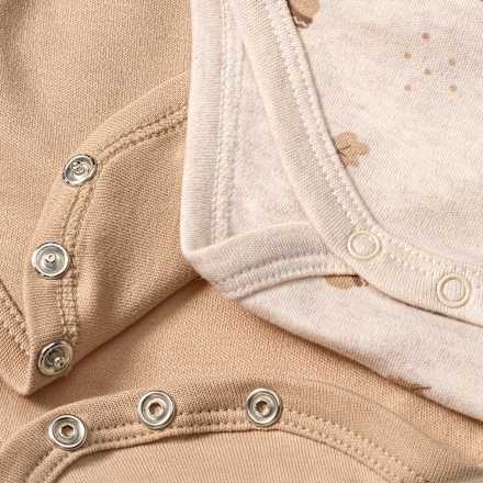 Wickelbody Langarm mit Herbst-Muster, beige, Gr. 50/56 ALANA