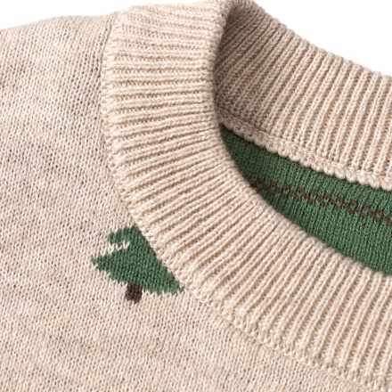 Pullover aus Jacquard-Strick mit Tannen-Muster, beige, Gr. 98 ALANA