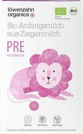 Anfangsmilch Pre auf Ziegenmilchbasis von Geburt an Löwenzahn Organics