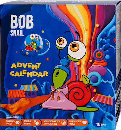 Adventi kalendárium gyümölcs édességekkel Bob Snail