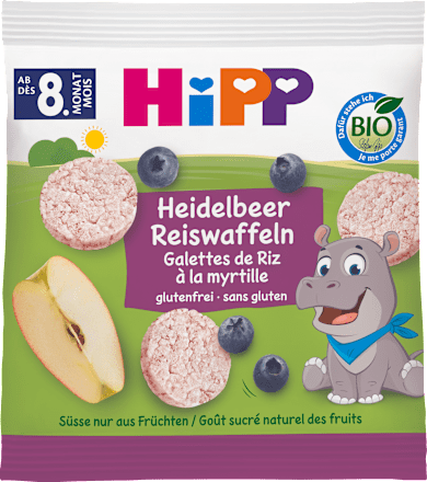 Bio puffasztott rizs, almás-áfonyás, 8 hónapos kortól HiPP