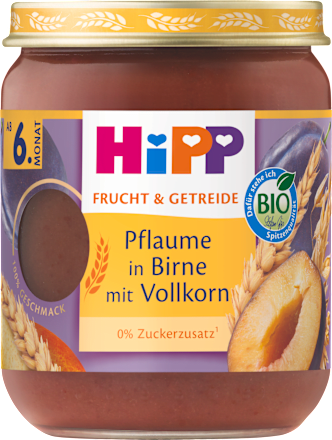 Bio bébidesszert körte-szilva teljes kiörlésű gabonával 6 hónapos kortól HiPP