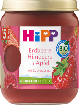 Bio bébidesszert alma eperrel és málnával 5 hónapos kortól HiPP