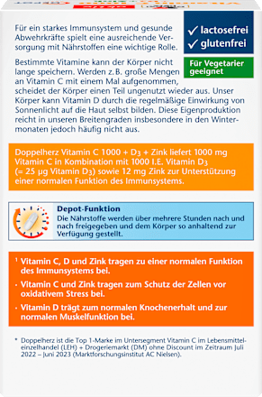 Vitamin C 1000 + D3 + Zink Depot Tabletten 30 St Doppelherz