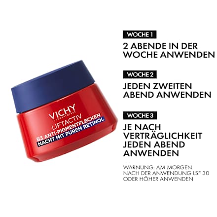 VICHY LIFTACTIV B3 Nachtcreme Anti-Pigmentflecken mit purem Retinol VICHY LABORATOIRES