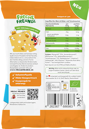 Kindersnack Mini Knupser-Mäuse Käse & Tomate ab 1 Jahr Freche Freunde