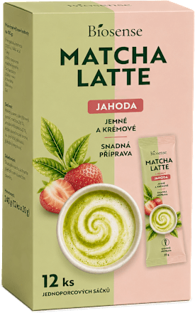 matcha latte s příchutí jahoda 12x20 g Biosense