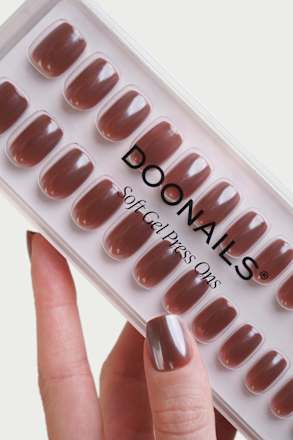 Künstliche Nägel, Soft Gel Press Ons Glazed Chocolate Short Square Doonails