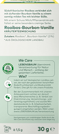 Kräutertee, Rooibos-Bourbon-Vanille (20 Beutel) LEBENSBAUM