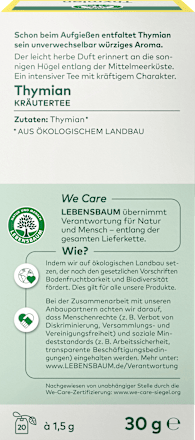 Kräutertee, Thymian (20 Beutel) LEBENSBAUM