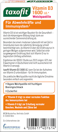 Vitamin D 3 1600 I.E. Weichpastillen 20 St taxofit