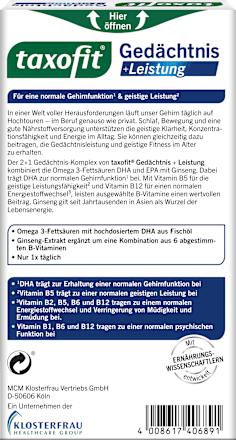 taxofit Gedächtnis + Leistung Kapseln, 31,2 g dauerhaft günstig online ...