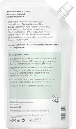 Flüssigseife Basis sensitiv mit Bio-Aloe Vera & Bio-Kamille, Nachfüllpack lavera NATURKOSMETIK