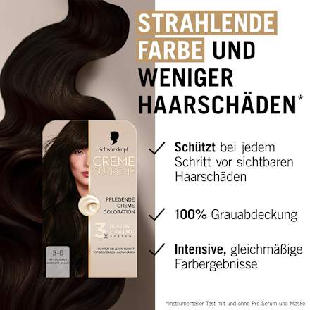 Dauerhafte Coloration Creme Supreme 3-0 Natürliches-Schwarzbraun Schwarzkopf CREME SUPREME