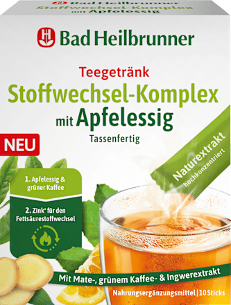 Teegetränk, Stoffwechsel-Komplex mit Apfelessig (10 Sticks) Bad Heilbrunner