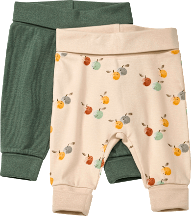 Hosen mit Apfel-Muster & Mitwachsfunktion, beige + grün, Gr. 68 ALANA
