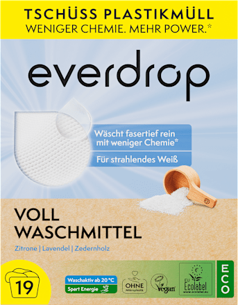 Vollwaschmittel Pulver Zitrone Lavendel Zedernholz everdrop