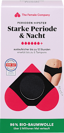 Periodenunterwäsche Hipster Starke Periode & Nacht schwarz, Gr. S The Female Company