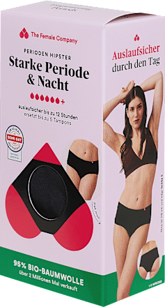 Periodenunterwäsche Hipster Starke Periode & Nacht schwarz, Gr. L The Female Company
