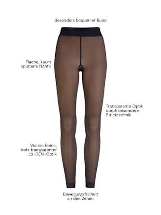 Leggings warm & transparent strapazierfähig schwarz Gr. 38/40, 80 DEN nur die